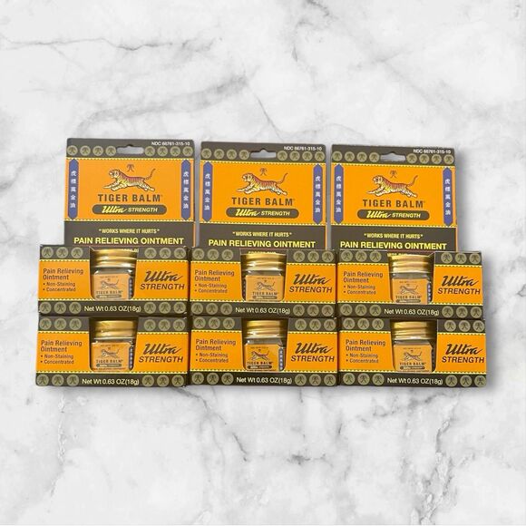 Lot 6 Tiger Balm Ultra Strength Pain Relieving Ointment 0.63 oz Each 09/2027 Exp - Picture 1 of 3